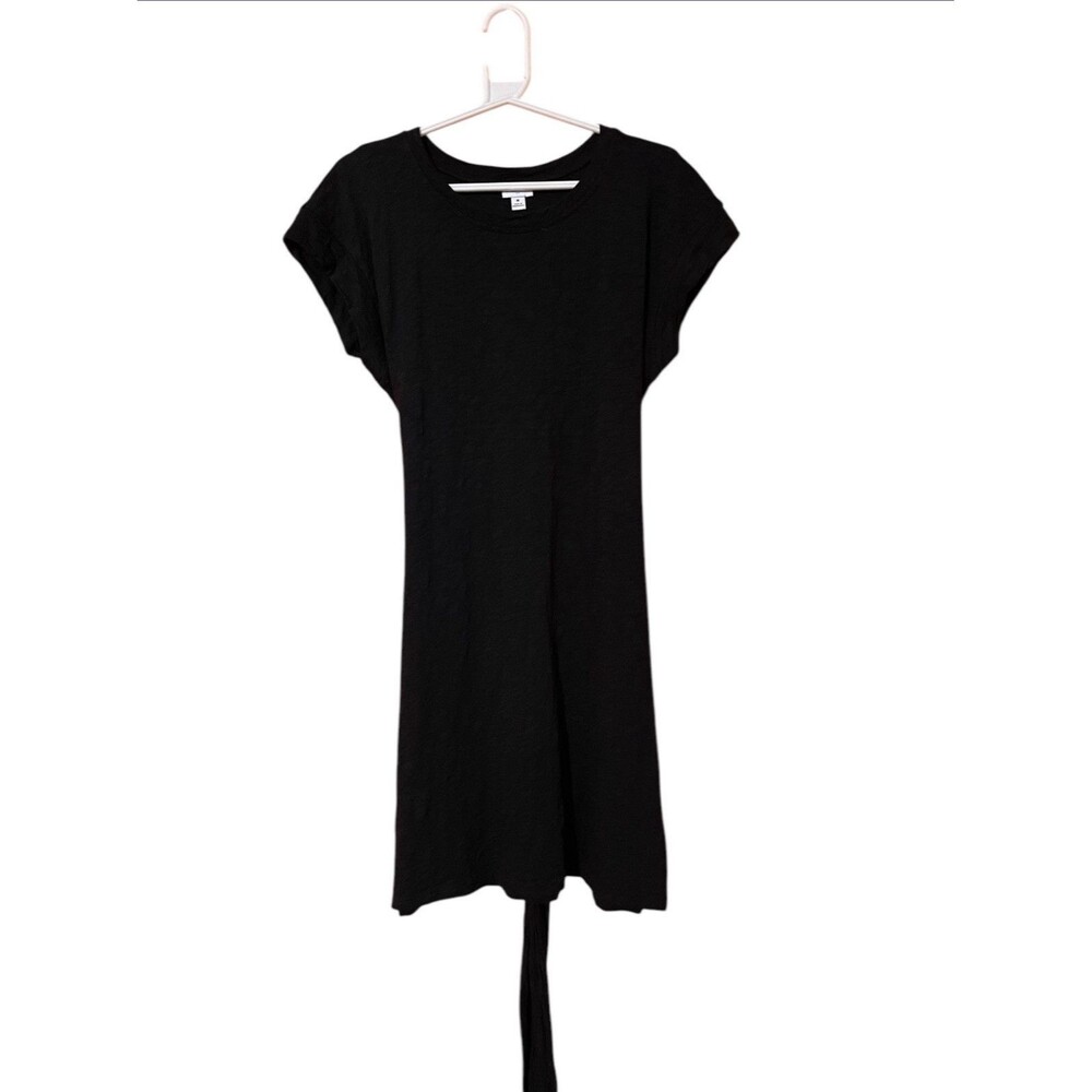 J.Crew Factory Women’s T-Shirt Dress Size M Black Cap Sleeve Tie Hem Mini Casual